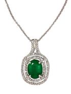 Effy Emerald And Diamond Pendant In 14 Kt. White Gold