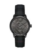 Burberry Checkered Charcoal Leather-strap Watch
