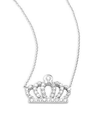 Kc Designs Diamond & 14k White Gold Crown Pendant Necklace