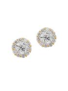 Diana M Jewels Diamond And 18k White Gold Halo Stud Earrings