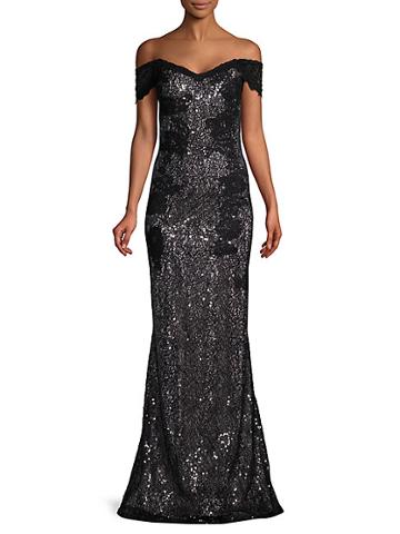 Rene Ruiz Collection Sequin & Lace Gown