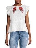 Lea & Viola Embroidered Lace Top