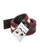 Bally B-buckle Leather & Fabric Belt