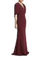 Theia Floor-length Cape Crepe Gown