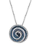 Effy Blue Diamond & 14k White Gold Swirl Pendant Necklace