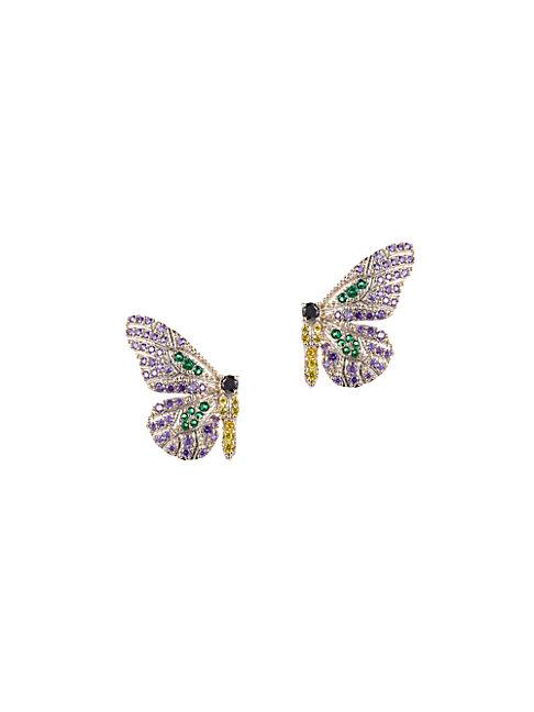 Eye Candy La Luxe Butterfly Silvertone & Crystal Earrings
