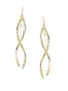 Saks Fifth Avenue Made In Italy 14k Yellow Gold Swirl And Bar Drop Earrings