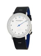 Bruno Magli One-hand Stainless Steel & Leather-strap Watch