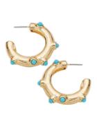 Kenneth Jay Lane Goldtone & Turquoise Hoop Earrings
