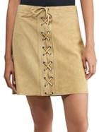 Ralph Lauren Lace-up Suede Mini Skirt