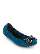 Tod's Embellished Bow Suede Ballet Flats