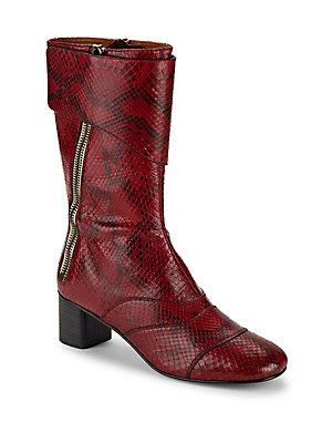 Chlo Snake-embossed Leather Ankle Boots