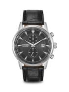 Citizen Eco-drive Stainless Steel & Leather-strap Chronograph Watch