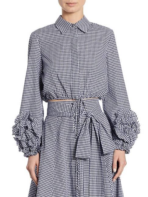 Alexis Margaret Cropped Gingham Cotton Top