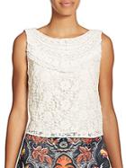 Alice + Olivia Finlay Embroidered Lace Shell