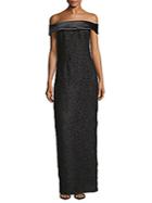 Karl Lagerfeld Embroidered Off-the-shoulder Column Gown