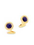 Zegna Goldplated Sterling Silver Round Lapis Cufflinks