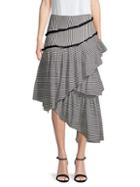 Love Sam Hailey Striped Asymmetrical Midi Skirt