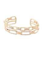 Michael Kors Brilliance Crystal And Stainless Steel Iconic Links Open Cuff Bracelet