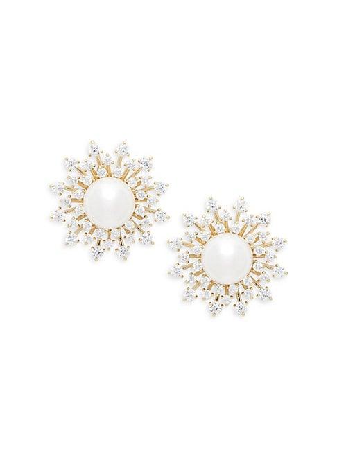 Adriana Orsini White Faux Pearl & Crystal Stud Earrings
