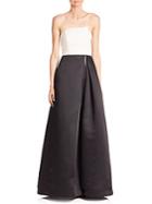 Halston Heritage Strapless Colorblock Structure Gown