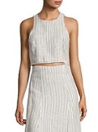 Theory Nikayla Striped Linen Cropped Top