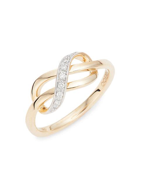Effy 14k Yellow Gold & White Diamond Twist Ring