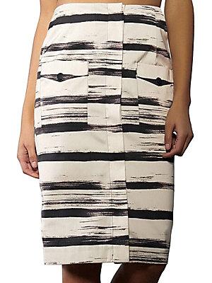 Kendall + Kylie Distressed Striped Midi Skirt