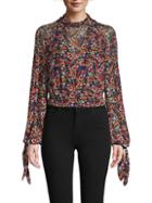 Free People Long-sleeve Floral Blouse