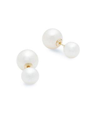 Masako Yellow Gold & Pearl Barbell Earrings