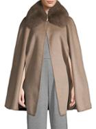 Wolfie Furs Made For Generation Fox Fur-trimmed Cashmere & Wool-blend Cape