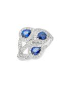 Effy Diamond & Sapphire 14k White Gold Ring