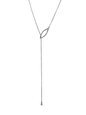 Adornia Fine Jewelry Marquis Diamond And Blackened Silver Lariat Necklace