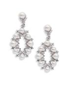 Saks Fifth Avenue Pearl & Rhodium Drop Earrings