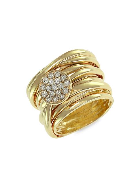 Effy 14k Yellow Gold & Diamond Stacked Ring