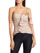 Scripted One-shoulder Sleeveless Ruffle Top