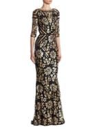 Talbot Runhof Floral Sequined Gown