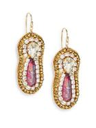 Eva Hanusova Crystal Mixed Stone Drop Earrings/goldtone