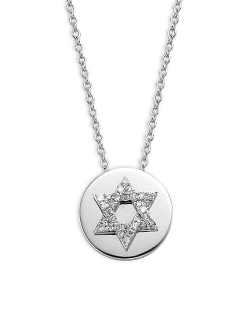 Effy 18k White Gold Diamond Star Of David Pendant Necklace