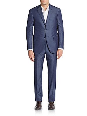 Corneliani Regular-fit Tonal Pinstriped Cotton & Silk Suit