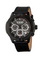 Versus Versace Stainless Steel Leather-strap Chronograph Watch