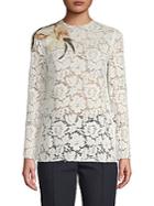 Valentino Long-sleeve Floral Lace Top