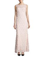 Karl Lagerfeld Paris Embellished Floral Lace Gown