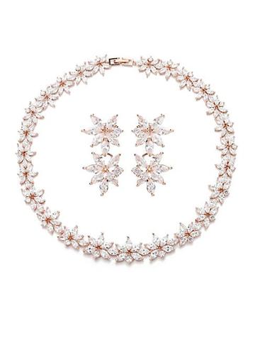 Eye Candy La Luxe Abigail Crystal Leaf Statement Necklace & Earrings Set