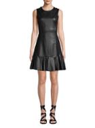 Tanya Taylor Pleated Leather Fit-&-flare Dress