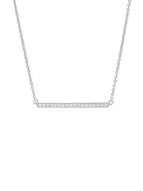Nephora Diamond 14k White Gold Bar Pendant Necklace