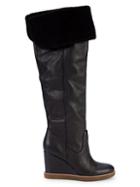 Dolce Vita Perly Faux Fur-trim Over-the-knee Leather Boots