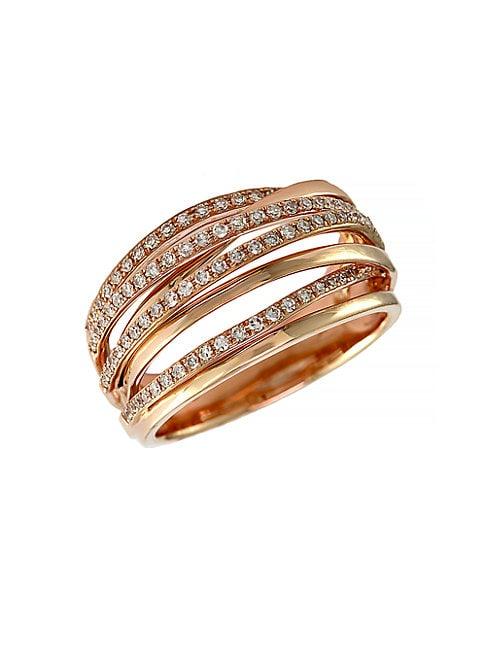 Effy Diamond And 14k Rose Gold Crossover Ring