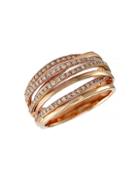 Effy Diamond And 14k Rose Gold Crossover Ring