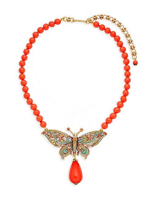 Heidi Daus Multicolored Crystal Butterfly Pendant Necklace